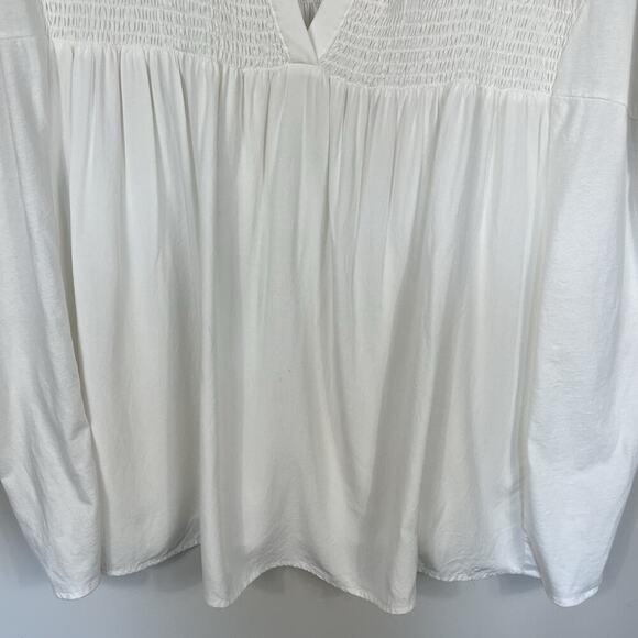 Oli & Hali Top Size S/M White Smocked Boxy Oversized Tunic Blouse Boho Lagenlook - Picture 5 of 8